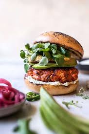blackened salmon burgers with herbed
