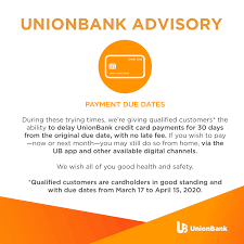 Maybe you would like to learn more about one of these? Union Bank Of The Philippines On Twitter We Are Allowing Qualified Credit Cardholders In Good Standing And With Due Dates From March 17 To April 15 2020 To Delay Unionbank Credit Card