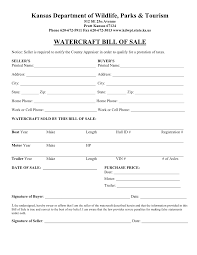 Free Kansas Watercraft Or Boat Bill Of Sale Form Download