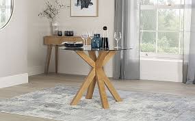 Hatton Round Oak And Glass Dining Table