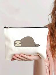 cartoon sloth pattern zipper pouch