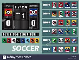 Vector Scoreboard With National Team Flags Template And Set Of Flip
