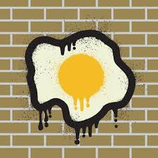 Fried Egg Graffiti With Spray Paint On