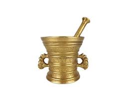 Engraved Brass Mortar And Pestle