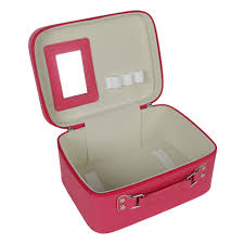 dark pink pu leather makeup box