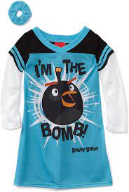 Amazon.com: Angry Bird Little Girls' I'm the Bomb Long Sleeve Nightgown:  Clothing, Shoes & Jewelry
