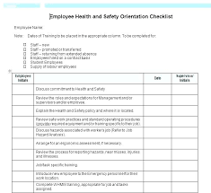 Safety Orientation Template Free Employee Training Checklist