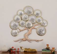 Silver And Ivory Metal Tree Wall Art
