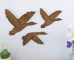 Flying Ducks Wooden Wall Art Set Of