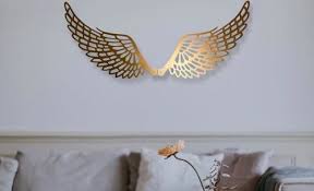 Golden Mdf Wood Angel Wing Wall Mural