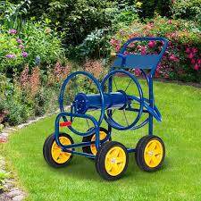 Angeles Home Blue Garden Hose Reel Cart