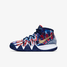 Molded, flexible midfoot cage integrates with the lacing to lock you in. Red White And Blue Kyrie Irving Shoes Online