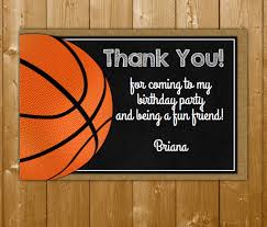 Basketball Thank You Card For A Birthday Party Or Team Event