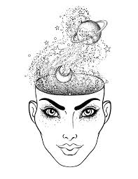 People use it at variety of occasions to enjoy. The Girl Face With The Space Inside Her Head Dotwork Tattoo Fla Stock Vector Illustration Of Boho Girl 93581969