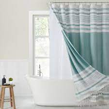 Set Tassels Shower Curtain Aqua
