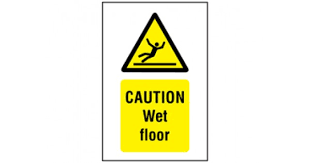 caution wet floor symbol and text