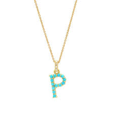 Turquoise Letter Necklace P