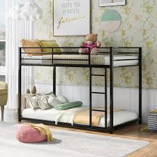 black twin over twin metal bunk bed