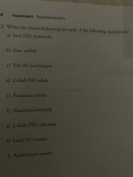 answered write the chemical formula