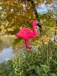 Pink Flamingo Garden Stakeyard Art