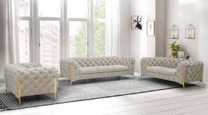 transitional beige fabric sofa set