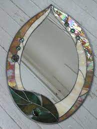 fun funky stained glass leaf mirror by