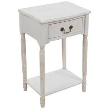 Whitewash Wood Side Table With Drawer