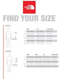 the north face size guide