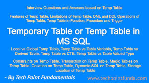 sql temporary table temp table
