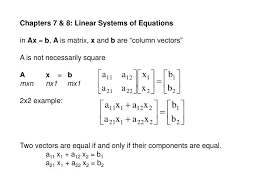 Linear Systems Of Equations