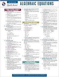Algebraic Equations Reas Quick Access Reference Chart