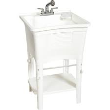 Shop through a wide selection of laundry & utility sinks at amazon.com. Glacier Bay All In One 24 In X 24 In 20 Gal Freestanding Laundry Tub In White With Non Metallic Pull Out Faucet In Chrome Lt2007wwhd The Home Depot