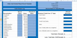 Daily Cash Drawer Report Excel Template Spreadsheettemple