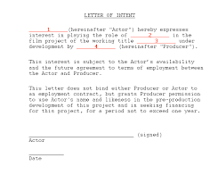 sle actor letter of intent