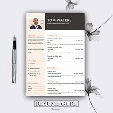 Professional Creative Resume Template Cover Letter For Ms Etsy