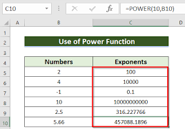 Excel Exponential Function Of Base 10