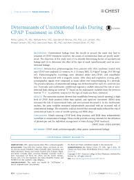 Pdf Determinants Of Unintentional Leak During Cpap