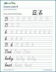 cursive writing letter b worksheets