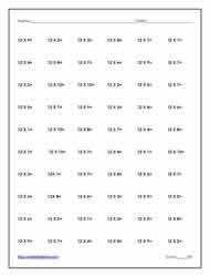 multiplication minute tests worksheets