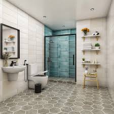 small bathroom design with hexagonal