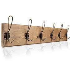 rustic wooden 6 hook coat hanger rail