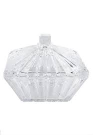 rayher glass dish with lid ribbed