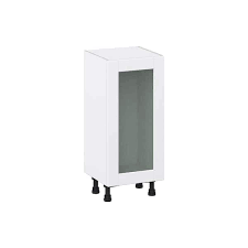 J Collection Glacier White Shaker Assembled Base Kitchen Cabinet With Full Height Glass Door 15 In W X 34 5 In H X 14 In D