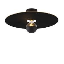 Ceiling Lamp Black Flat Shade Black 45