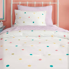 Stylewell Kids 3 Piece Multi Color Textured Polka Dot Cotton Full Queen Comforter Set