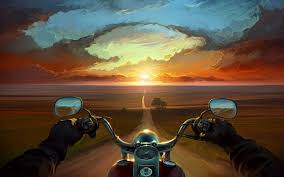 hd motorcycle nature sunset