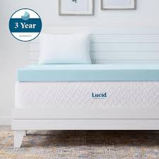 lucid comfort collection 4 in gel and aloe infused memory foam topper full blue