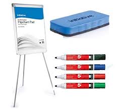 Flip Chart Easel Whiteboard Kit Includes Pens Pads Eraser A1 Size