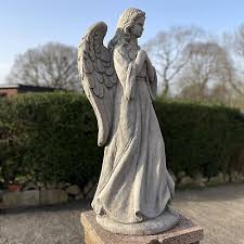 Large Angel Hand Cast Stone Outdoor