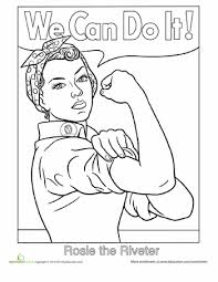 These coloring pages will make history the favorite part of your children's day! Rosie The Riveter Coloring Page Coloring Pages Women In History Rosie The Riveter
